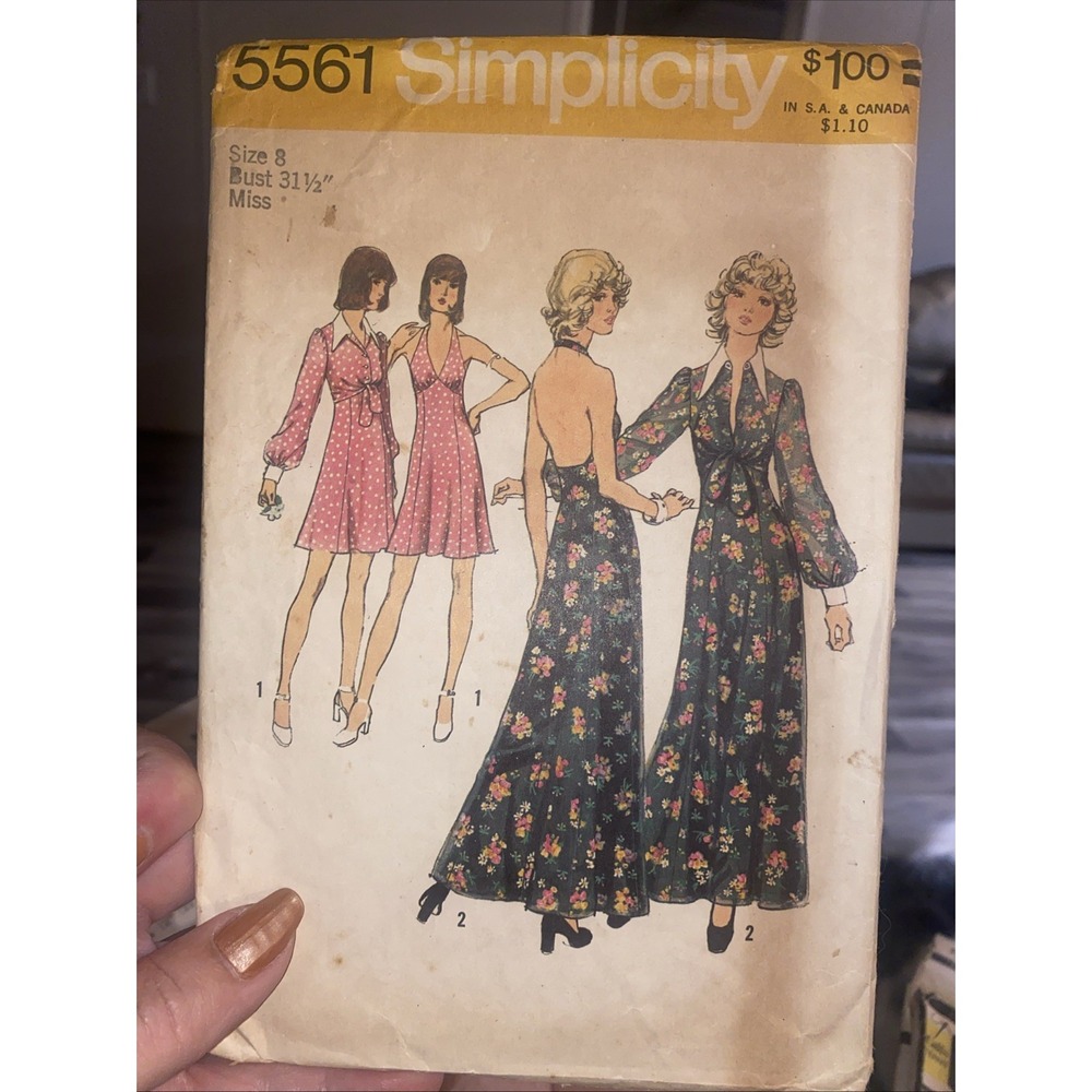 SIMPLICITY 1973 Halter Dress Jacket Sewing Pattern 5561 Cut Complete SZ 8